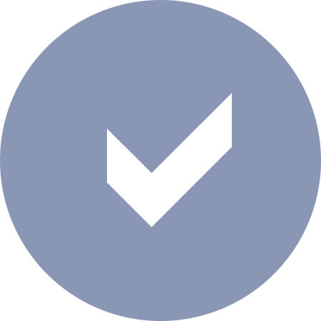 Icon with lavender circle containing a white tick